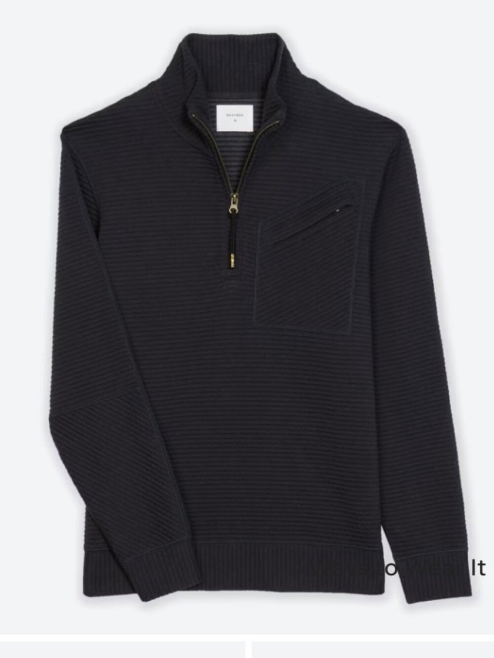 Billy Reid Men's Dark Navy Quilted Half Zip Quarter-Zip Sweater